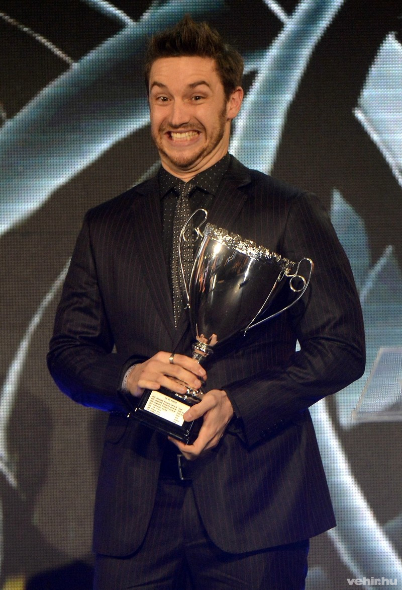 Shane Tusup, Hosszú Katinka úszónő edzője az év legjobb edzője díjjal a Sportcsillagok Gálaestjén a budapesti Akvárium Klubban 2014. december 18-án. MTI Fotó: Illyés Tibor