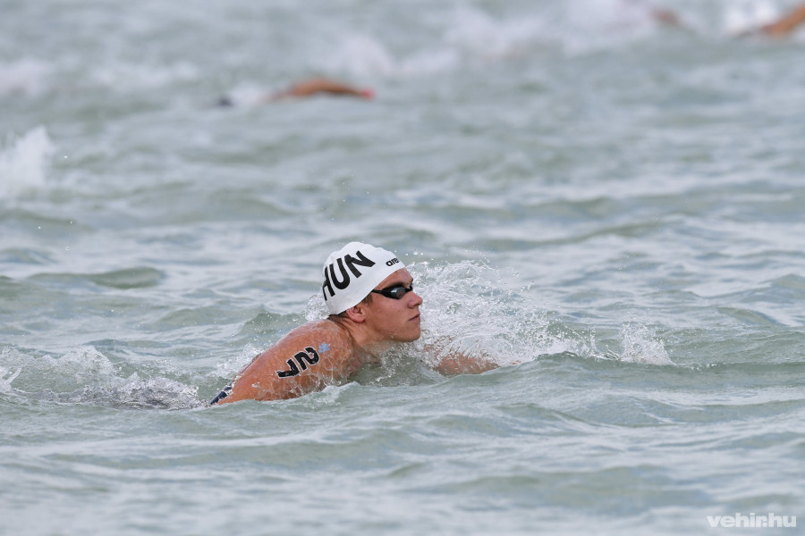 Rasovszky sokáig az élen úszott Balatonfüreden a nyíltvízi úszó vb 5 km-es számában. MTI Fotó: Szigetváry Zsolt