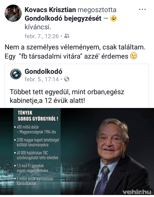A Jobbik tapolcai elnöke szívesen bocsátaná társadalmi vitára, milyen sokat tett Soros György Magyarországért.