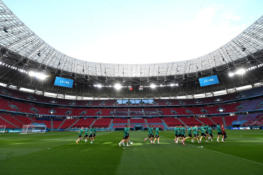 A magyar labdarúgó-válogatott edzése a Puskás Arénában 2021. június 14-én - Fotó: MTI/Illyés Tibor
