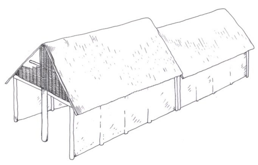Veszprémben feltárt neolitikus ház rekonstrukciós rajza (fotó: LDM)
