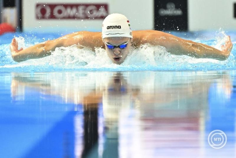Kós Hubert a férfi 200 méteres vegyesúszás döntőjében a szingapúri vizes világbajnokságon a World Aquatics Arénában 2025. július 31-én. A magyar versenyző a harmadik helyen végzett. MTI/Illyés Tibor