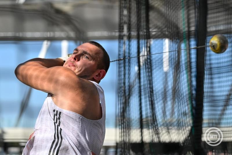 Halász Bence a férfi kalapácsvetés döntőjében a Gyulai István Memorial Atlétikai Magyar Nagydíj versenyen Budapesten, a Nemzeti Atlétikai Központban 2025. augusztus 12-én. MTI/Vasvári Tamás