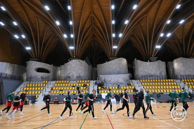 A magyar válogatott tagjai a magyar férfi kézilabda-válogatott edzésén a felcsúti Pancho Arénában 2025. október 28-án. A csapat Ausztria elleni játszik barátságos mérkőzést Bécsben november 1-jén. MTI/Illyés Tibor