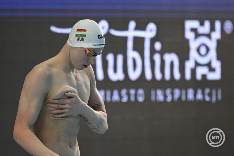 Lublin, 2025. december 2. Sárkány Zalán a férfi 400 méteres gyorsúszás előfutamában a rövidpályás úszó Európa-bajnokságon a lengyelországi Lublinban 2025. december 2-án. MTI/Bodnár Boglárka