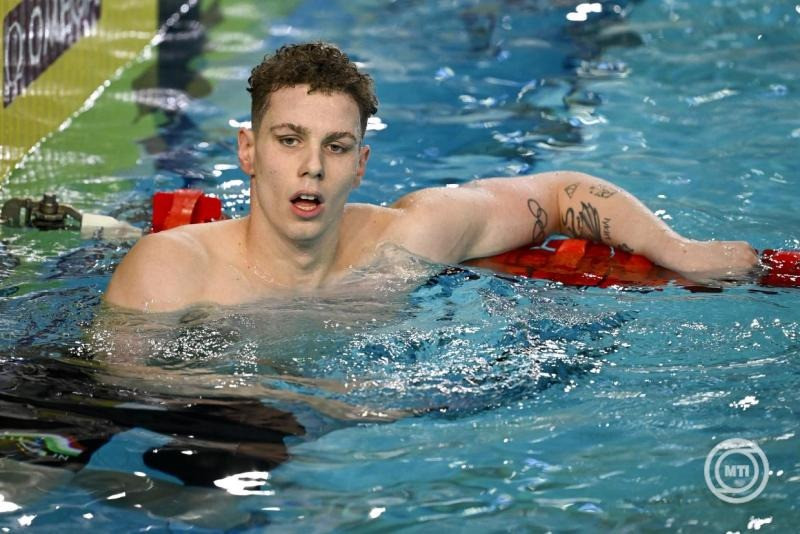 Sárkány Zalán a férfi 400 méteres gyorsúszás döntőjében a rövidpályás úszó Európa-bajnokságon a lengyelországi Lublinban 2025. december 2-án. MTI/Bodnár Boglárka