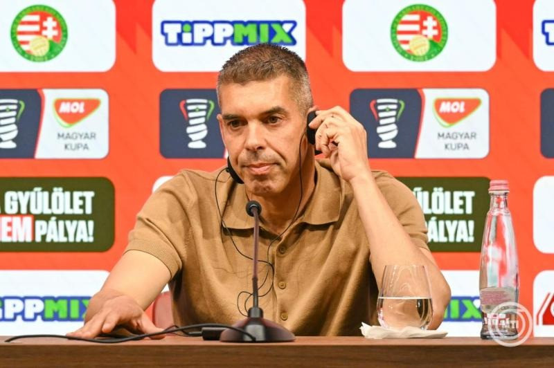 Nuno Campos, a Zalaegerszeg vezetőedzője a labdarúgó MOL Magyar Kupa döntőjének sajtótájékoztatóján a Puskás Arénában 2026. május 5-én. A fináléban a Ferencváros és a Zalaegerszeg játszik a Puskás Arénában. MTI/Illyés Tibor