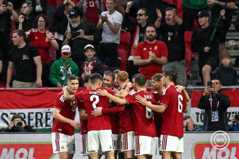 A magyar csapat gólöröme a Magyarország - Finnország barátságos labdarúgó-mérkőzésen a Puskás Arénában 2026. június 5-én. MTI/Illyés Tibor