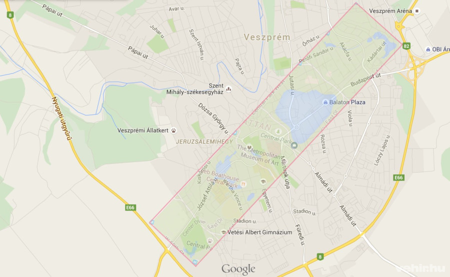 Csak a méretek érzékeltetése végett: Veszprém és a Central Park