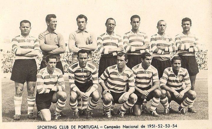 A Sporting Liszabon kerete, amely csapattal Hrotkó János bajnok lett 1954-ben
