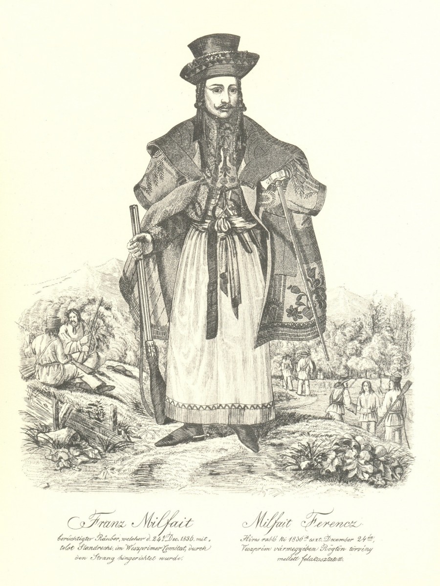 Milfajt Ferkó díszes öltözetében (Bucher Ferenc képe, 1836)
