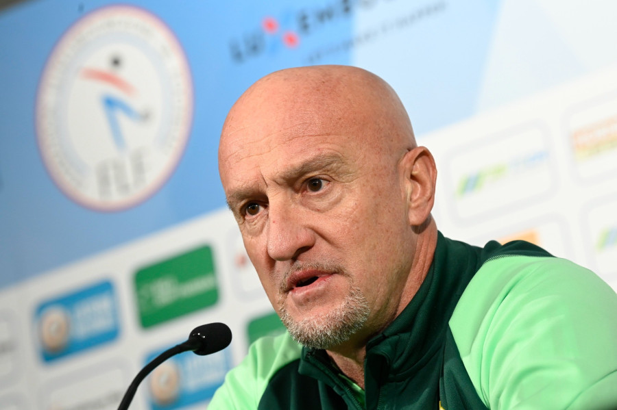 Marco Rossi, a magyar labdarúgó-válogatott szövetségi kapitánya sajtótájékoztatót tart a másnapi Luxemburg - Magyarország barátságos mérkőzés előtt a Luxembourg Stadionban 2022. november 16-án. MTI/Kovács Tamás