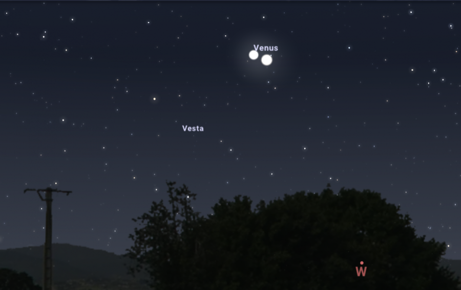 A Jupiter és a Vénusz kettőse március 1-jén a Stellarium szimulációjában