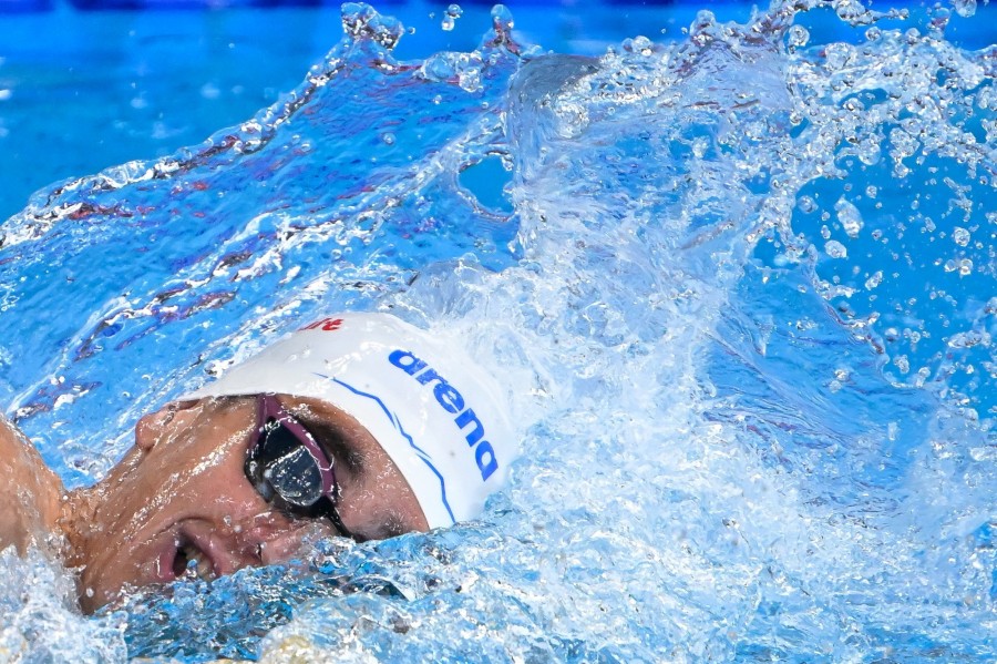 A negyedik helyezett Betlehem Dávid a férfi 1500 méteres gyorsúszás döntőjében a dohai vizes világbajnokságon 2024. február 18-án. MTI/Kovács Tamás