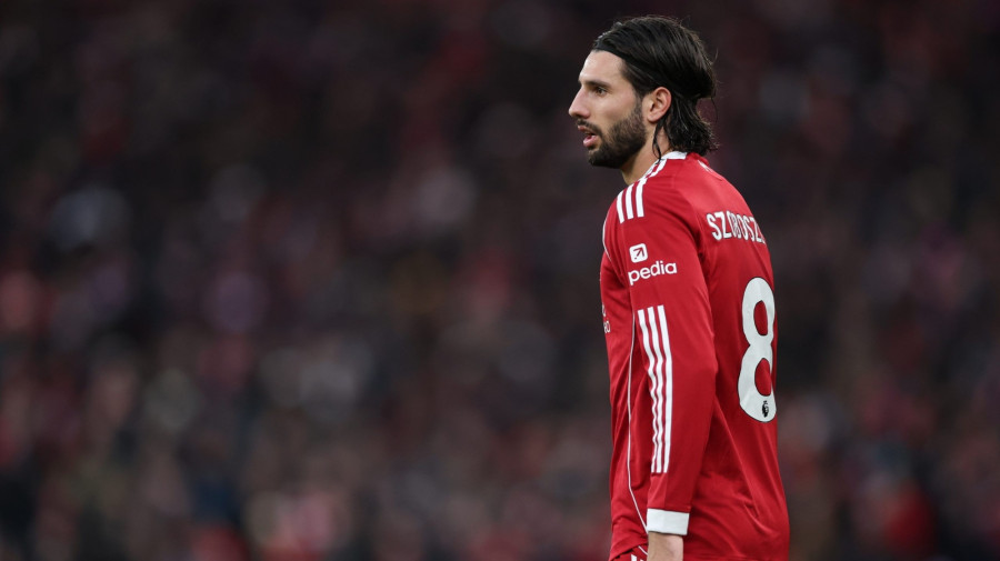 Szoboszlai Dominik, a Liverpool játékosa az angol elsõ osztályú labdarúgó-bajnokság 16. fordulójában játszott Liverpool FC- Brighton mérkõzésen Liverpoolban 2025. december 13-án.MTI/EPA/Adam Vaughan