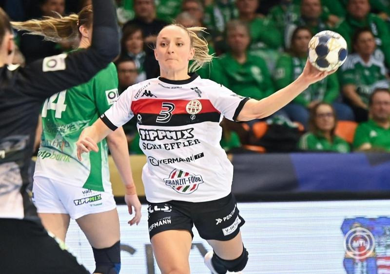 Alicia Toublanc, a DVSC Schaeffler játékosa a női kézilabda Bajnokok Ligája A csoportjának 10. fordulójában játszott Győri Audi ETO KC-DVSC Schaeffler mérkőzésen a győri Audi Arénában 2026. január 17-én. Győri Audi ETO KC-DVSC Schaeffler 30-31. MTI/Krizsán Csaba