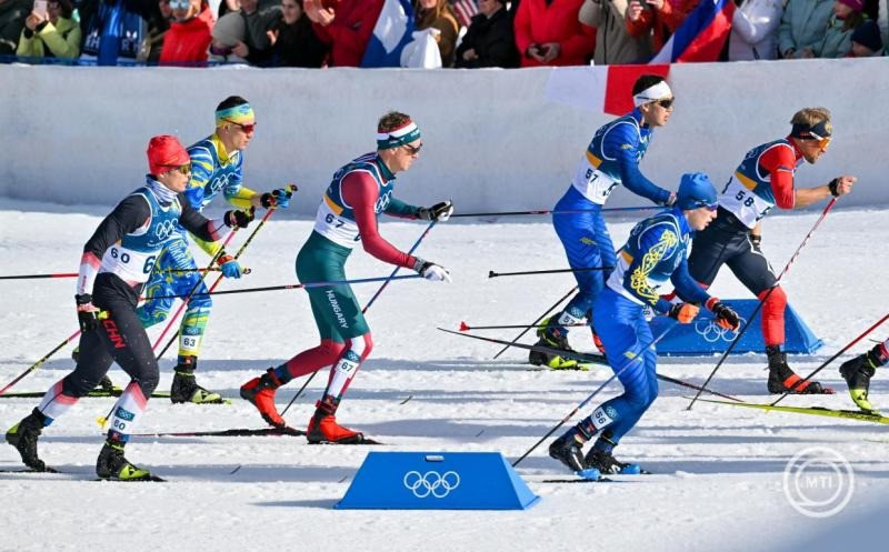 Kónya Ádám (b3) a 2026-os milánói-cortinai téli olimpia 10+10 kilométeres férfi tömegrajtos sífutóversenyén a Teseroi Fabio Canal Sífutó és Sílövő Központban 2026. február 8-án. MTI/Illyés Tibor