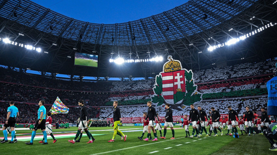 A magyar válogatott a labdarúgó Nemzetek Ligája A divíziójának osztályozójában játszott Magyarország - Törökország visszavágó mérkõzés elõtt a budapesti Puskás Arénában 2025. március 23-án. MTI/Illyés Tibor