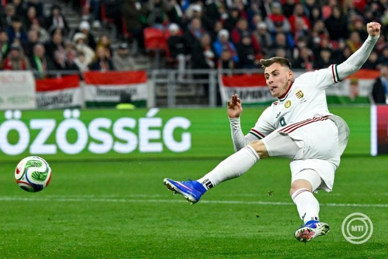 Schön Szabolcs a Magyarország - Szlovénia felkészülési labdarúgó-mérkőzésen a Puskás Arénában 2026. március 28-án. A magyar válogatott 1-0-ra győzött. MTI/Vasvári Tamás