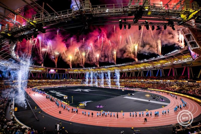 Tűzijáték a budapesti Atlétikai Világdöntő végén a Zsivotzky Gyula Nemzeti Atlétikai Központban 2026. szeptember 13-án. MTI/Bodnár Boglárka
