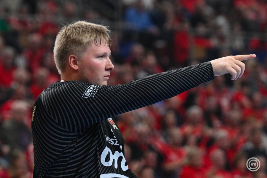 Emil Nielsen, a Veszprém kapusa a férfi kézilabda Bajnokok Ligája csoportkörében játszott One Veszprém HC - Füchse Berlin mérkőzésen a One Veszprém Arénában 2026. október 21-én. MTI/Vasvári Tamás